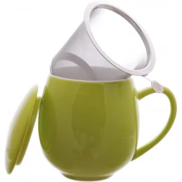 Comprar Taza porcelana verde, 0,35 l. con filtro y tapa