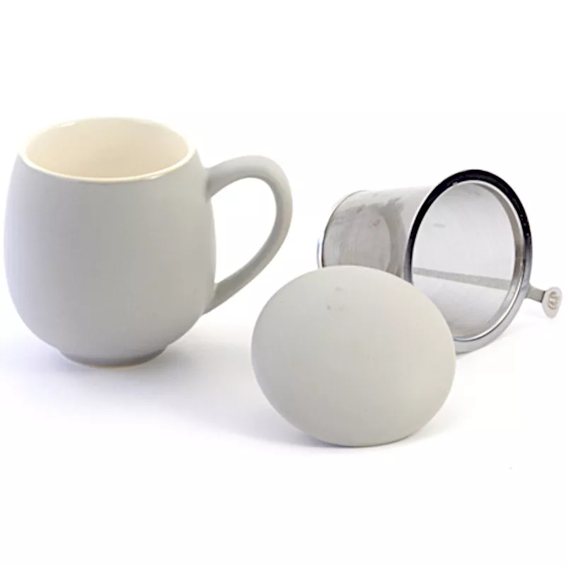 Taza de té de porcelana con infusor y tapa, taza de té con filtro y  posavasos, máquina de té de hojas sueltas, 16 onzas para